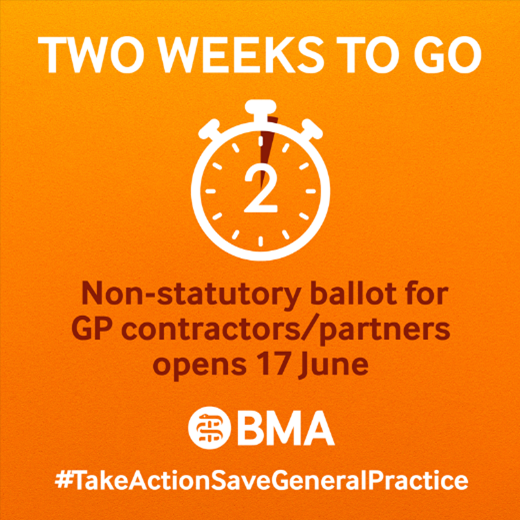 Ballot will be open for GP contractors / partners across England, from Monday 17 June, closing 29 July